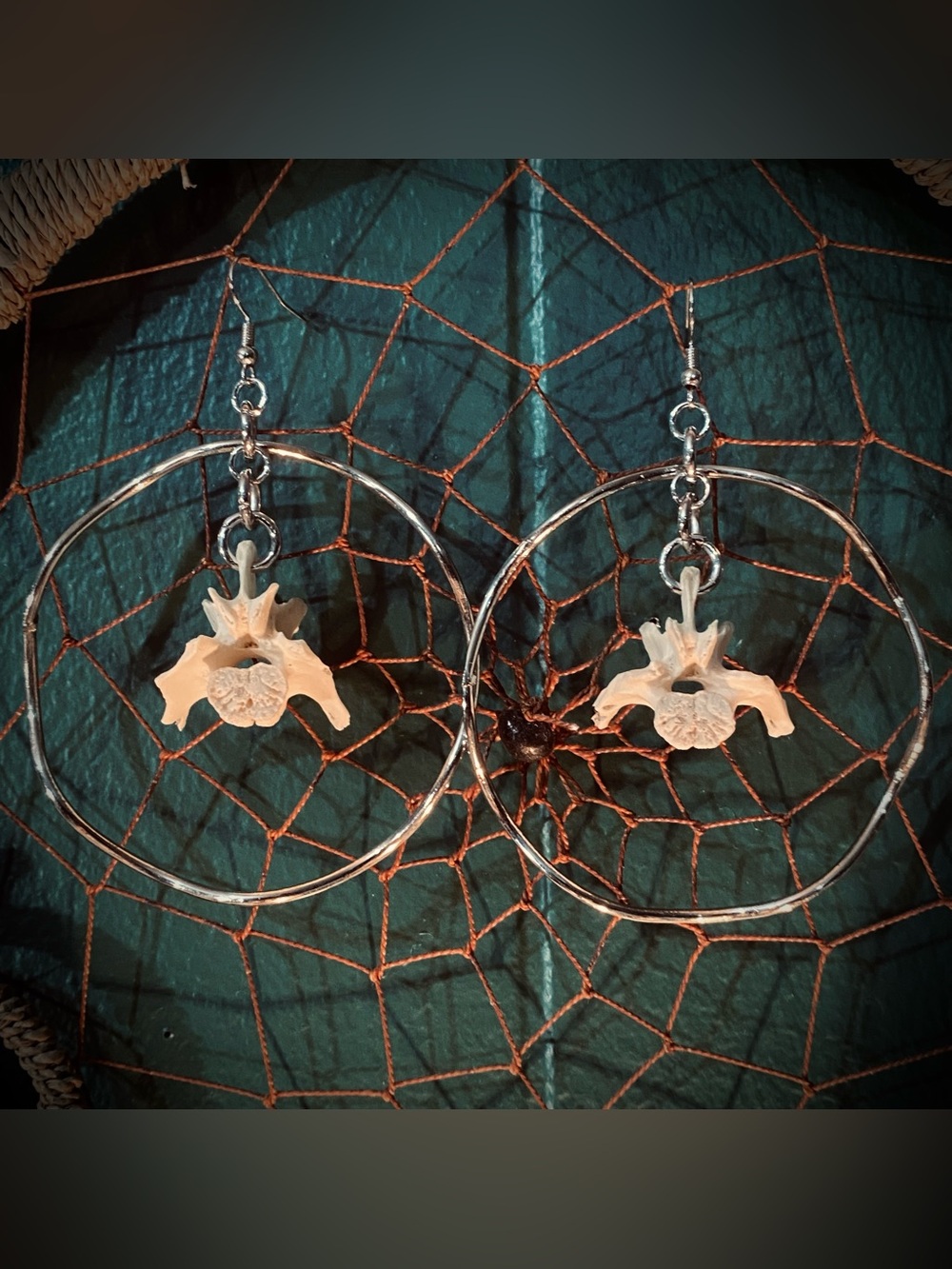 Possum Vertebrae Wavy Hoop earrings - Picture 4 of 5